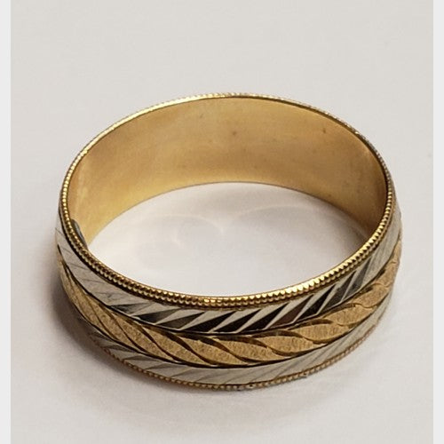 14K Yellow and White Gold Men's Band