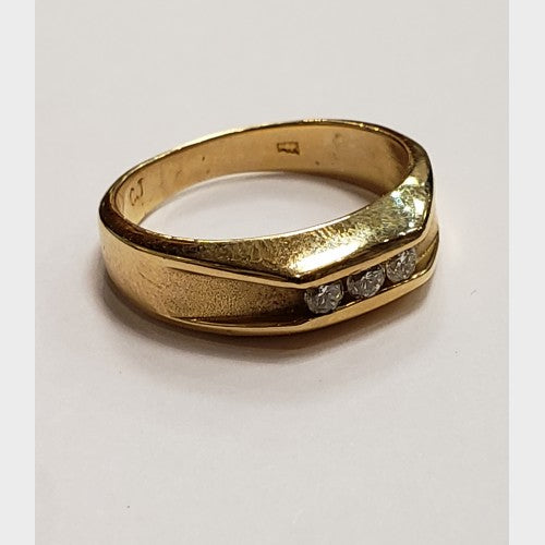 14K Yellow Gold and Diamond Men's Band