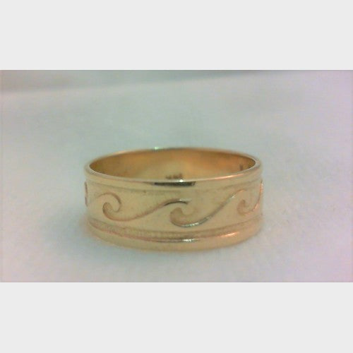 14K Men's Yellow Gold Ocean Wave Wedding Band