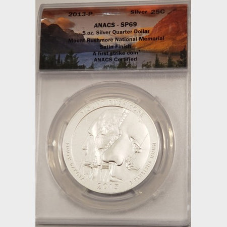 2013 5 oz ATB Mount Rushmore Silver Coin ANACS SP69