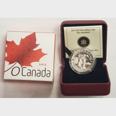 2013 $10 O Canada Series Inukshuk $10 1/2 oz Silver Coin