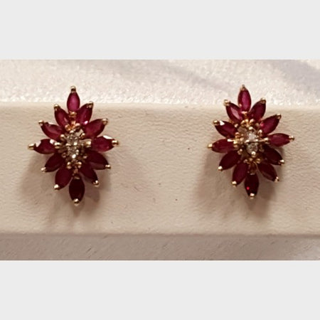 14KT Diamond & Ruby Earrings