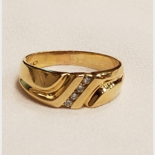 14K Yellow Gold Men's Diamond Band