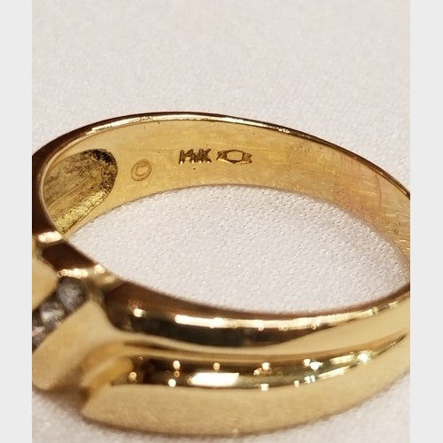 14K Yellow Gold Men's Diamond Band
